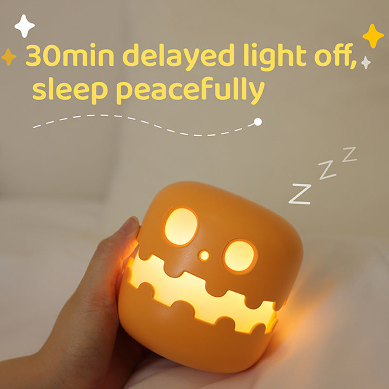 Cute Pumpkin LED Night Light – Soft Silicone Bedside Lamp