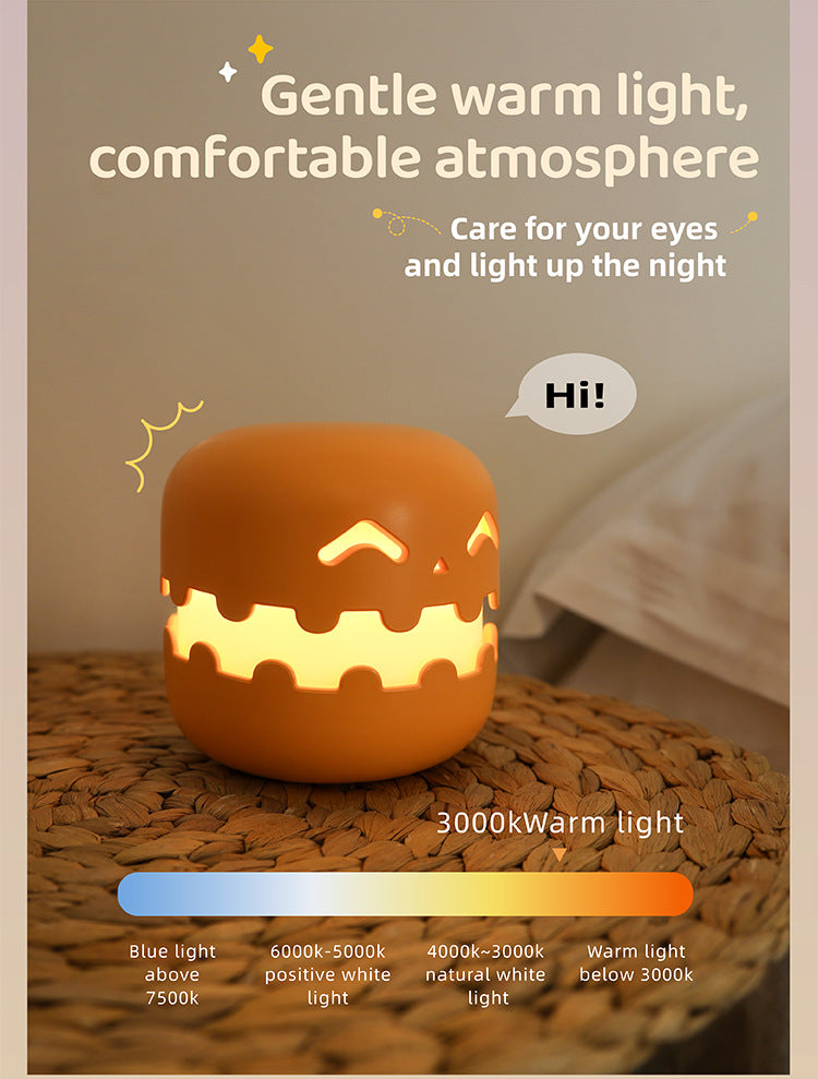 Cute Pumpkin LED Night Light – Soft Silicone Bedside Lamp