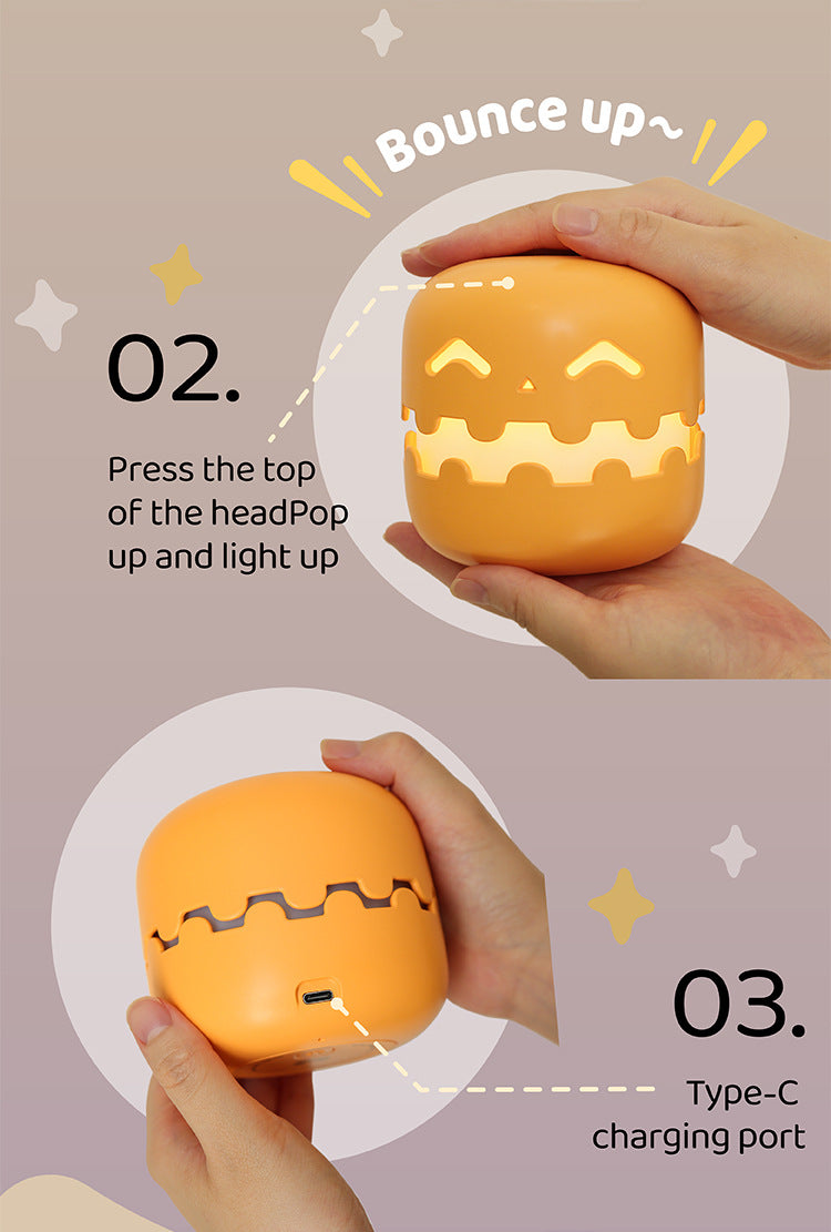 Cute Pumpkin LED Night Light – Soft Silicone Bedside Lamp