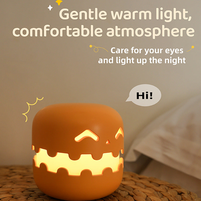 Cute Pumpkin LED Night Light – Soft Silicone Bedside Lamp